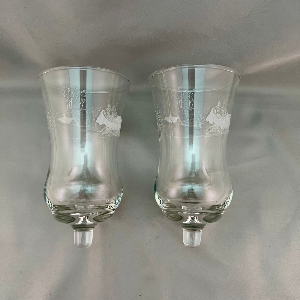 Homco Votive Holders Unisex OS Clear Excellent Sleigh Ride Peg Glass Set 2 - Picture 3 of 9